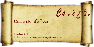Csizik Éva névjegykártya